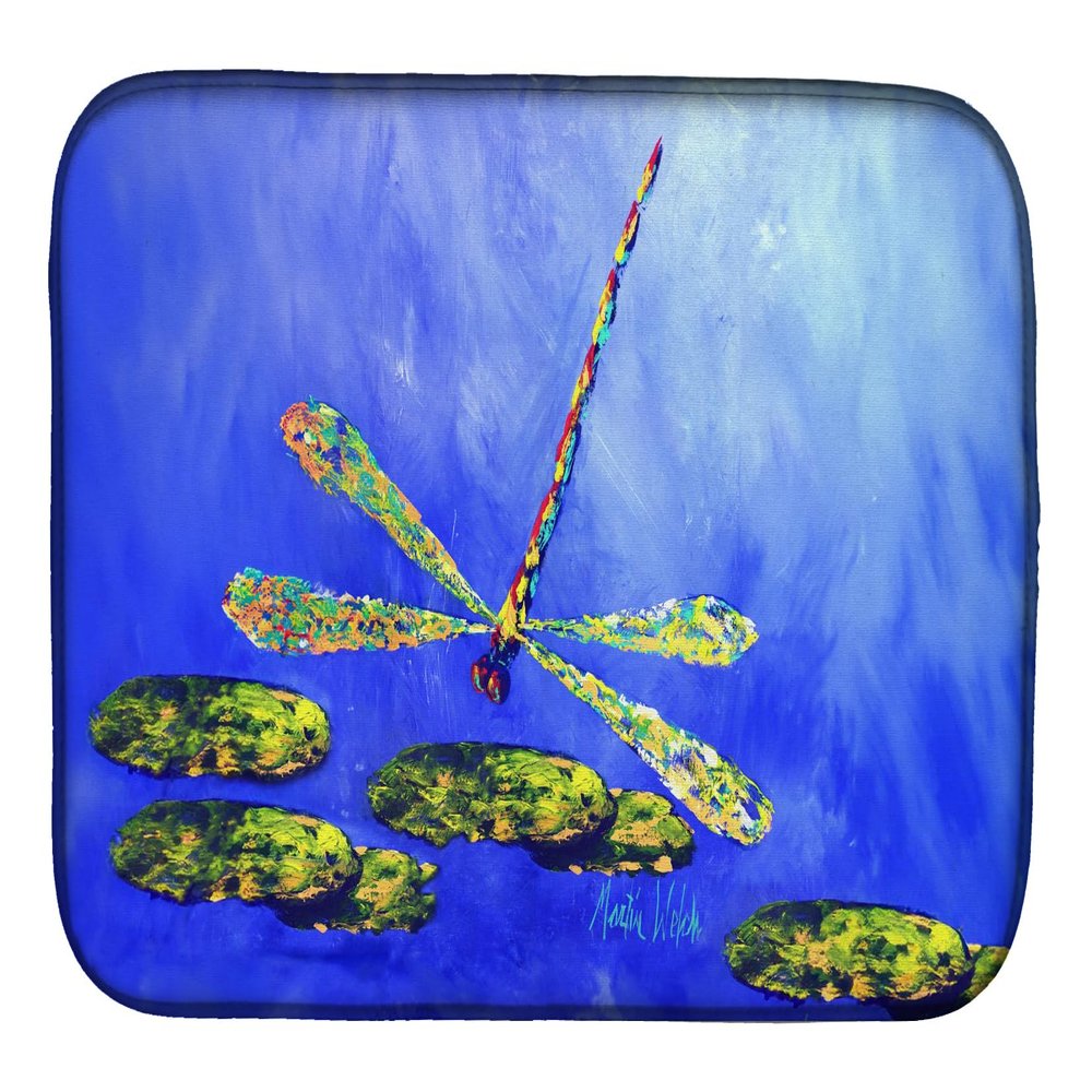 Caroline's Treasures Blue Dragonfly Dish Drying Mat Absorbent Dish Drying Mat Pad for Kitchen Counter Dish Drainer Mat for Countertop, 14 x 21", Multicolor