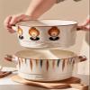 Large Soup Bowls with Handles Microwave Safe, Ceramic Soup Bowls, 60.8 Ounce for Soup, Cereal, Stew, French Onion Soup Bowls (Color : B) view 4