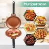 Double Frying Pan Flip Frying Pan Non Stick Double Sided Pan Household Kitchen Cookware for Egg Pancake Toasted Bread, Double Pan Omelette Pan to Use at Gas Stove view 4