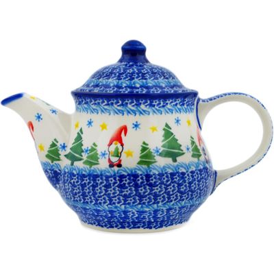 Polmedia Polish Pottery Tea or Coffee Pot - Twinkle Twinkle Little Gnome Pattern Handmade in Boleslawiec Poland + Certificate of Authenticity