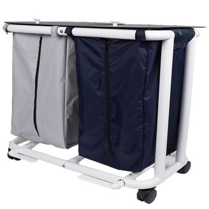 Deluxe New Era Patented Large Double Hamper with Zipper Opening Bag and Foot Pedal