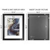 Frame Amo 24x36 Black Solid Wood Poster Frame, White Multi Mat for 20x30 and 18x24 Image, Tempered Glass Front, 1.5 inch Wide, 1 inch Thick, High-End, Heavy-Duty, Gallery Grade & Acid-Free view 4