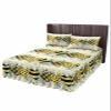 Bee Love Heart Bed Skirt for Cal King Size Bed,Wrap Around Bedding Skirt Gathered Dust Ruffle Bedskirt Sets With 2 Packs Matching Pillow Covers 36"x20",Yellow Spring Floral Green Eucalyptus Plaid view 1