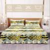 Bee Love Heart Bed Skirt for Cal King Size Bed,Wrap Around Bedding Skirt Gathered Dust Ruffle Bedskirt Sets With 2 Packs Matching Pillow Covers 36"x20",Yellow Spring Floral Green Eucalyptus Plaid view 2