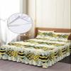 Bee Love Heart Bed Skirt for Cal King Size Bed,Wrap Around Bedding Skirt Gathered Dust Ruffle Bedskirt Sets With 2 Packs Matching Pillow Covers 36"x20",Yellow Spring Floral Green Eucalyptus Plaid view 4