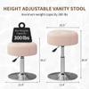 ACEQLYT Pink Adjustable Vanity Stool Heavy Duty 300lbs, Fire-Resistant & 360 Swivel & Height Adjustable Stool for Vanity Desk Bathroom Bedroom, Small Vanity Chair for Makeup Room, Round Ottoman view 2