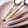 KFANXILET Ceramic Handle Colored Stainless Steel Spoon Cutlery Fine Soup Spoon Rice Spoon, Light Yellow view 3