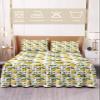 Lemon Bed Skirt for King Size Bed,Wrap Around Bedding Skirt Gathered Dust Ruffle Bedskirt Sets With 2 Packs Matching Pillow Covers 36"x20",18 Inch Drop,Spring Summer Tropical Floral Yellow Green Fruit view 2