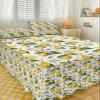 Lemon Bed Skirt for King Size Bed,Wrap Around Bedding Skirt Gathered Dust Ruffle Bedskirt Sets With 2 Packs Matching Pillow Covers 36"x20",18 Inch Drop,Spring Summer Tropical Floral Yellow Green Fruit view 3