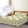Lemon Bed Skirt for King Size Bed,Wrap Around Bedding Skirt Gathered Dust Ruffle Bedskirt Sets With 2 Packs Matching Pillow Covers 36"x20",18 Inch Drop,Spring Summer Tropical Floral Yellow Green Fruit view 4