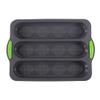 ABPETE Bread Loaf Pan for Baking: Silicone Loaf Pan Nonstick Easy Unmold and Clean,Bread Pans for Baking Baguettes Hot Dogs Sandwiches,Oven Safe,-40 to 230 (Gray+Green, 3 Grids) view 1