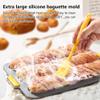 ABPETE Bread Loaf Pan for Baking: Silicone Loaf Pan Nonstick Easy Unmold and Clean,Bread Pans for Baking Baguettes Hot Dogs Sandwiches,Oven Safe,-40 to 230 (Gray+Green, 3 Grids) view 2