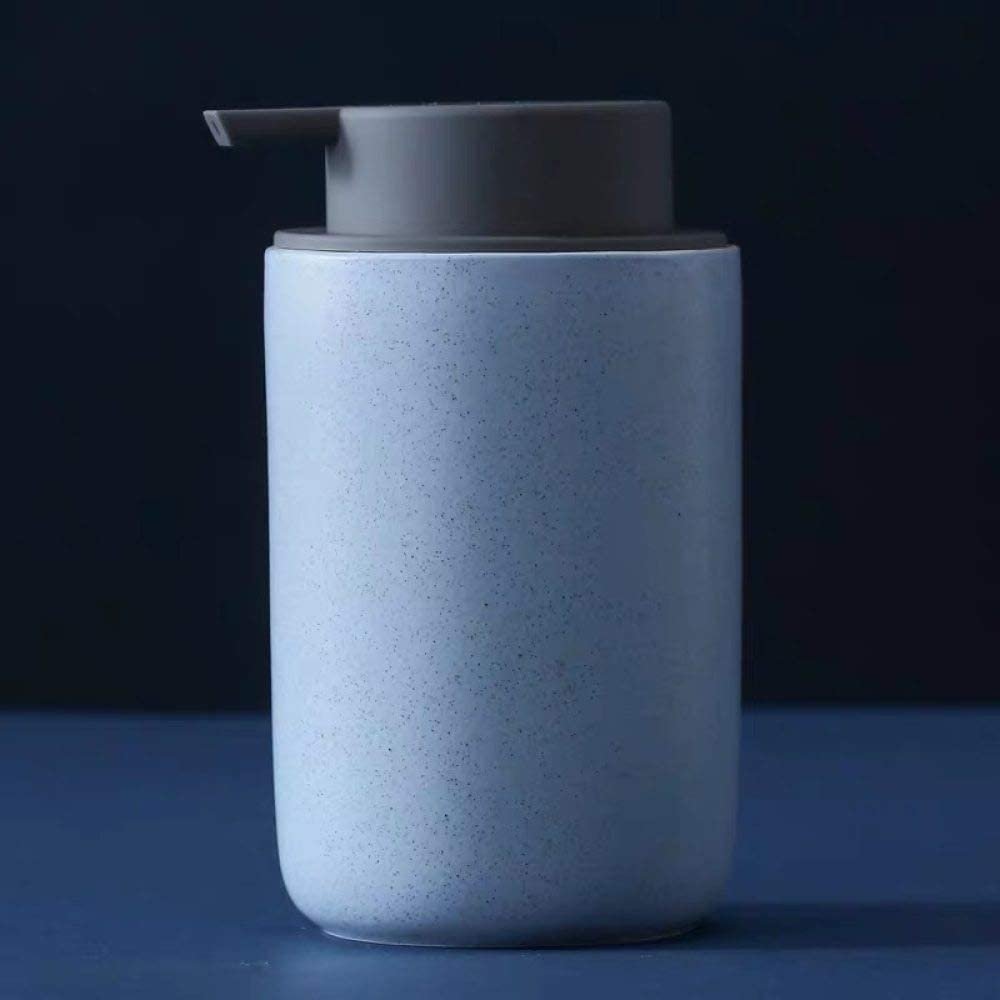 Art Soap Dispenser for Bathroom Kitchen Hotel, Ceramic Soap Dispenser, Refillable Bath Hand Matte Lotion Bottle Bathroom Dispenser for Kitchen Countertop Shower Bathroom Accessories ( Color : Blue )