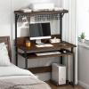 CHICKEN Computer Desk Multifunctional Desktop Computer Desk Home Desk Workstation with Storage Bookshelf with Keyboard Tray and CPU Stand Standing Desk (Size : 80 * 45 * 128cm) view 2