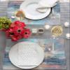 Abstract Coastal Placemats Set of 6, Woven Placemat Washable Wipeable Table Placemat with Pocket, Holiday Cloth Table Mat for Party Kichen Dinner Modern Blue Grey Brown Summer Street Art view 3