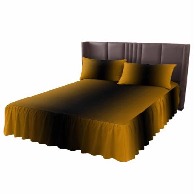 Jolunifun Burnt Orange Bed Skirt for Queen Size Bed,Wrap Around Bedding Skirt Gathered Dust Ruffle Bedskirt Sets with 2 Packs Matching Pillow Covers 30"x20",Black Minimalist Geometric Gradient Decor
