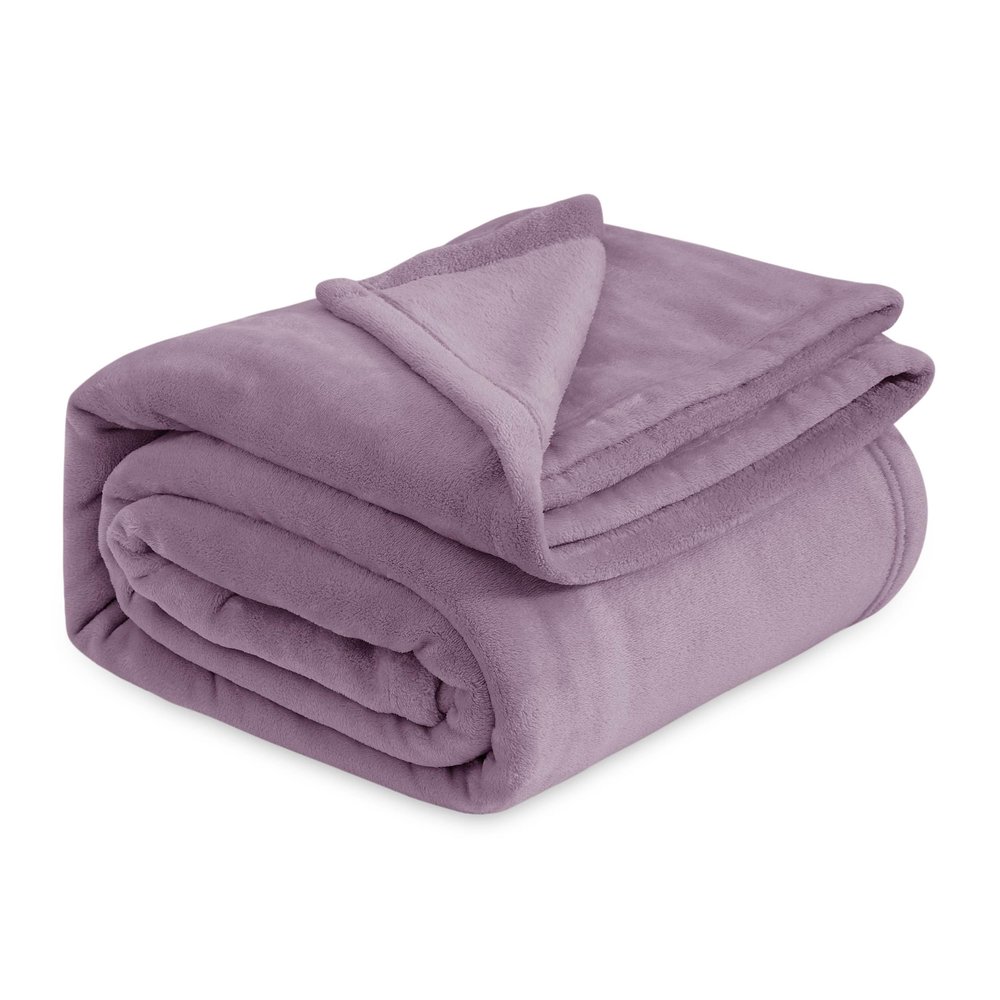 Bedsure GentleSoft Fleece Bed Blankets Queen Size Fog Purple - Soft Lightweight Plush Fuzzy Cozy Luxury Blanket Microfiber, 90x90 inches