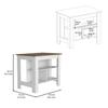 Versatile Kitchen Island Workstation  Modern & Spacious Design with Protective Silver Nanoparticle Top, Three Open Shelves, Easy Assembly, Ideal for Meal Prep & Storage (White+Walnut) view 2