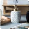 Art Soap Dispenser for Bathroom Kitchen Hotel, Ceramic Lotion Bottle Bathroom Refillable Matte Flower Carving Soap Dispenser with Golden Matte Pump for Kitchen Countertop Shower ( Color : White ) view 3
