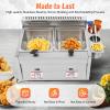 Commercial Countertop Gas Deep Fryer, Stainless Steel Gas Frying Machine with 6L/6.3Qt*2 Buskets and Removable Lids, Dual Tank Fryer for French Fries Restaurant Home Kitchen view 4