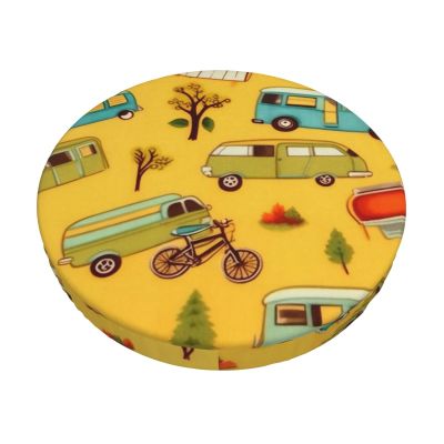 ZLYYXY Car and Bicycle Bar Stool Cover Round Seat Cushion Pattern Round Stool Cover with Elastic Washable Stool Cover