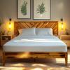 Acacia Sierra Queen Size Bed Frame with Adjustable Headboard, 800 lbs Capacity Farmhouse Signature Bedroom Furniture Solid Wood Bed Compatible with All Mattress Types, Non-Slip and Noise-Free, Walnut view 1