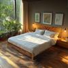 Acacia Sierra Queen Size Bed Frame with Adjustable Headboard, 800 lbs Capacity Farmhouse Signature Bedroom Furniture Solid Wood Bed Compatible with All Mattress Types, Non-Slip and Noise-Free, Walnut view 2