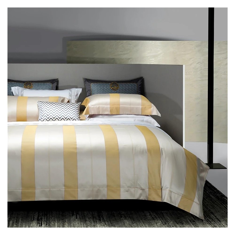 ADovz Luxury Europe Jacquard Bedding Set 1000TC Cotton Bed Linen Duvet Cover Bed Sheet Pillowcases Home Textiles,Bed Sheets, King, FH-762