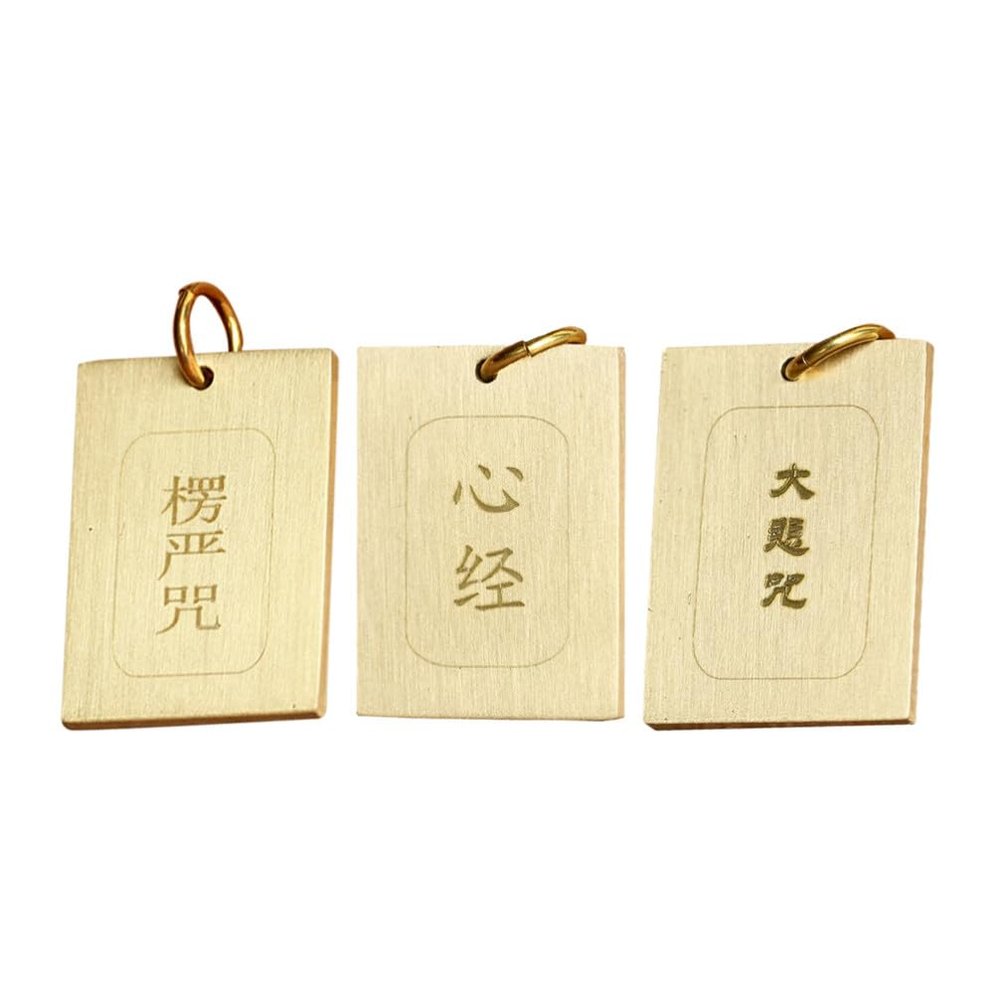 HOLIDYOYO 3pcs Buddhist Keychain Pendant Creative Amulet Key Holders for Keyrings Bags and Jewelry Lightweight Hanging Ornaments Featuring Heart and Great Compassion