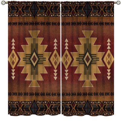 Aztec Blackout Curtains for Bedroom,Rural Southwestern Native Tribal Navajo American Ethnic Abstract Triangular Geometric Vintage Boho Decor Window Drapes Print for Boys Girls Living Room 52x84in
