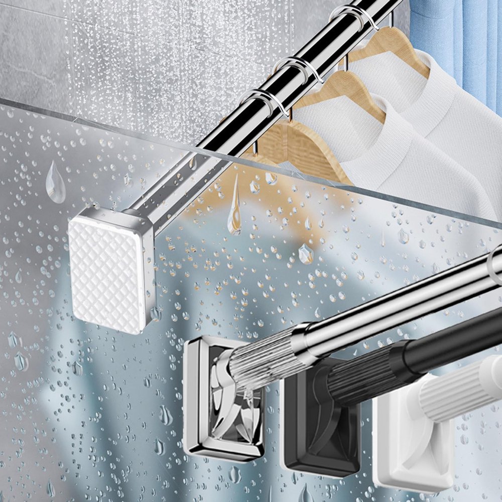 HomeLoft Basics Shower Curtain Rod, 161""-197"", Adjustable Tension Curtain Rod for Bathroom, Closet, Window, Room Divider (Color : Stainless Steel, Size : 20""-27""), KCLKWPAWD-STAINLESSSTEEL-50-70CM