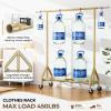 HYSEYY Heavy Duty Clothes Rack Load 450 LBS, Metal Garment Rack, Standing Rolling Clothing Rack for Hanging Clothes with Sturdy Wheels & Shelves, Portable Closet Wardrobe Rack,Gold view 2