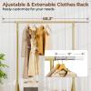 HYSEYY Heavy Duty Clothes Rack Load 450 LBS, Metal Garment Rack, Standing Rolling Clothing Rack for Hanging Clothes with Sturdy Wheels & Shelves, Portable Closet Wardrobe Rack,Gold view 3