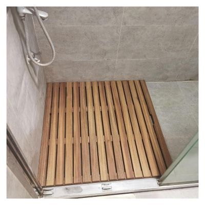 HDYZJQ Non-Slip Teak Mat for Shower 32x32in 321 23 27 30 36 38in, Large Wood Bathroom Mat Flooring Decor and Protector, Stand Up Shower Floor Mat(34x30in(86.3x76.2cm))