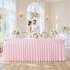 Besutolife 6 Pack Pink Spandex Tablecloth for 6ft Rectangle Tables Fitted Table Cloth Stretch Table Covers Skirt 6ft Rectangular Tablecloths for Banquet Parties Wedding Decorations view 3