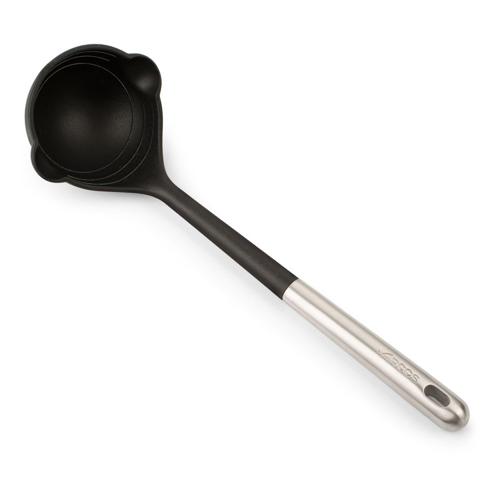 ARCOS Professional kitchen Ladle. Stainless Steel Handle and Body. Heat Resistant up to 240C. Dishwasher Safe. Black Color