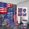 Bullpiano 4Pcs Patriotic Shower Curtain Set, American Flag Star Bathroom Decor with Hook, 4th of July Shower Curtain Sets with Rug, Waterproof Bathroom Set Independence Day Gift (03) view 1