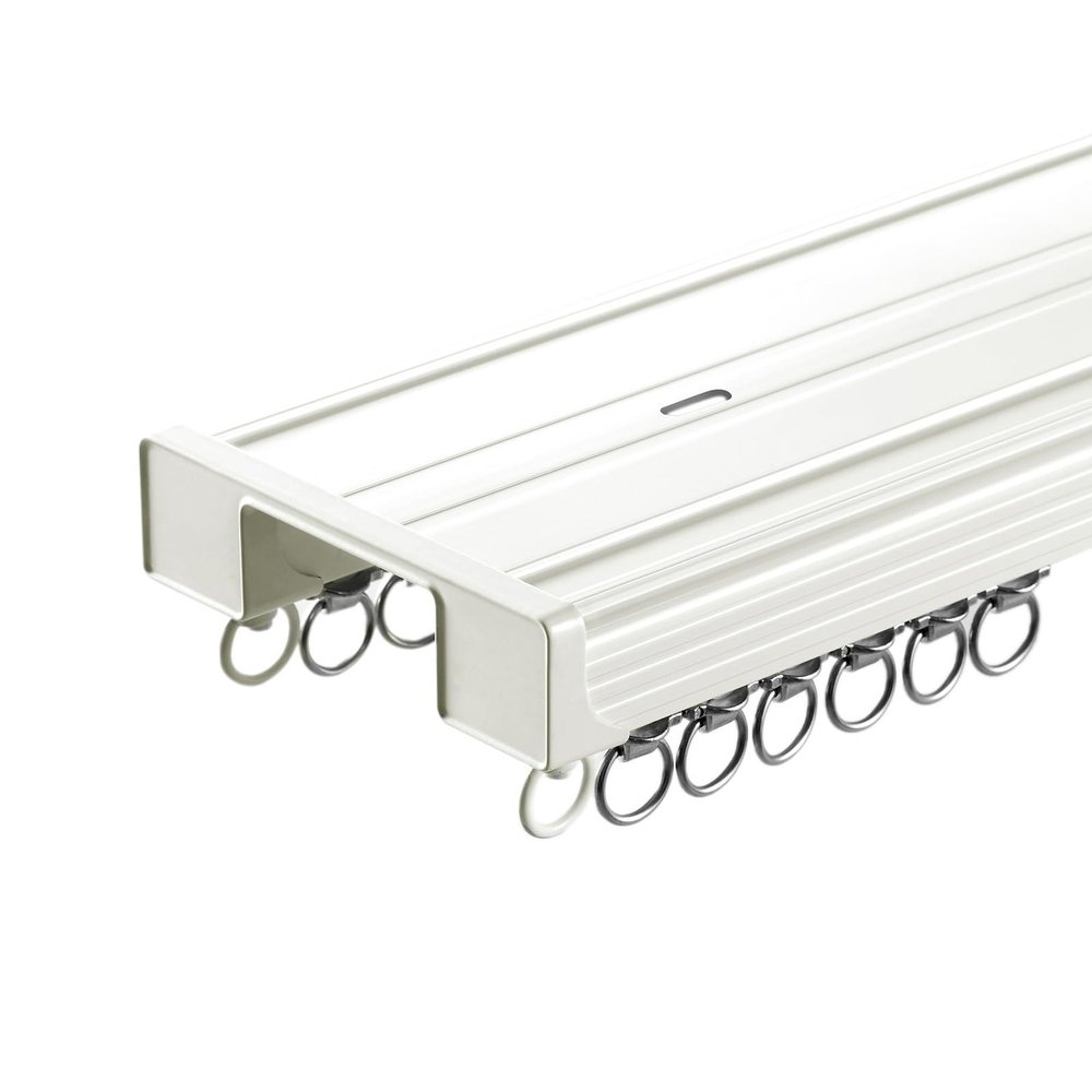Double Curtain Rail Heavy Duty Aluminium Tracks Ceiling Mount Conjoined Curtain Track for Home Room Divider with Fittings 1m~10m(Carbonizedcolor:White,Size:4.6FT)