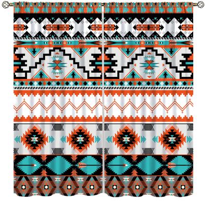 AAVEUP Aztec Curtains, Vintage Striped Arrow Totem Primitive Tribal Navajo Aboriginal Abstract Geometry Blackout Window Treatments, Thermally Insulated Drapes for Living Room Bedroom Kitchen 52x84in