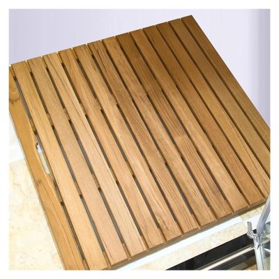 HDYZJQ Outdoor Indoor Shower Mat with Grooves, 30x30in 26in 28 24 32 36in Large Wood Bathroom Mat, Portable Non-Skid Floor Mat for Shower Pool Bathtub Beach(29x23in(73.6x58.4cm))