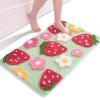 Anybar Green Bathroom Rugs Cute Strawberry Flower Bath Mat Bathroom Accessories, Funny Colorful Non Slip Floor Bath Rug Machine Washable Bathmat Soft Microfiber Carpet for Shower, Bathtub (18x25 inch) view 1