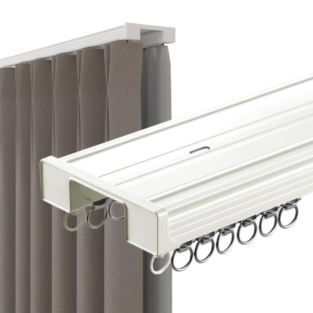 Curtain Double Tracks Ceiling Mount Silence Rail Smooth Glide Aluminium Curtain Rails for Living Room Bedroom Room Divider 120/170/250/350/470/500cm (Color : White, Size : 4 FT)