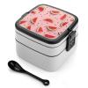 NONHAI Watermelon Pattern Bento Box Adult Lunch Box Double Layer Insulated Bento Lunch Boxes with Spoon Stackable Salad Lunch Containers Versatile Leak-Proof Lunchbox for Adults 1000 Ml view 1