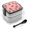 NONHAI Watermelon Pattern Bento Box Adult Lunch Box Double Layer Insulated Bento Lunch Boxes with Spoon Stackable Salad Lunch Containers Versatile Leak-Proof Lunchbox for Adults 1000 Ml view 2