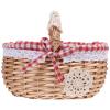 Kids Bread Uit Gift Organizing Ead Bathroom Picnic Gingham Decorative Mini Lining Country Basket Spring Handheld Restaurant Outdoor Oganize Am Rustic Chic Won Lined Red Egg(As Shown,26X20CM) view 1