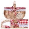 Kids Bread Uit Gift Organizing Ead Bathroom Picnic Gingham Decorative Mini Lining Country Basket Spring Handheld Restaurant Outdoor Oganize Am Rustic Chic Won Lined Red Egg(As Shown,26X20CM) view 2