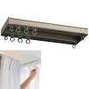 Heavy-Duty Curtain Conjoined Double Track Ceiling Mounting Aluminium Alloy Curtain Rails, Room Divider Track, Curtain Track Ceiling Mount Heavy Duty Curtain Tracks Rods System (Color : Champagne, Si view 1
