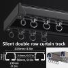 Heavy-Duty Curtain Conjoined Double Track Ceiling Mounting Aluminium Alloy Curtain Rails, Room Divider Track, Curtain Track Ceiling Mount Heavy Duty Curtain Tracks Rods System (Color : Champagne, Si view 2