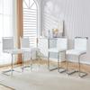 LUFTUT Bar Stools Set of 4,25" Counter Height Bar Stools with Footrest,White Faux Leather Kitchen Stools with Chrome Plated Metal Leg,Counter Height Stools Ideal for Island Pub Kitchen Counter. view 1