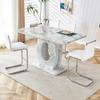 LUFTUT Bar Stools Set of 4,25" Counter Height Bar Stools with Footrest,White Faux Leather Kitchen Stools with Chrome Plated Metal Leg,Counter Height Stools Ideal for Island Pub Kitchen Counter. view 3